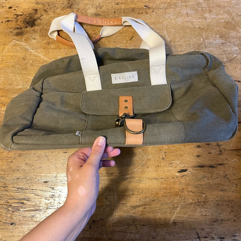Birdling Olive Green Canvas overnight Bag